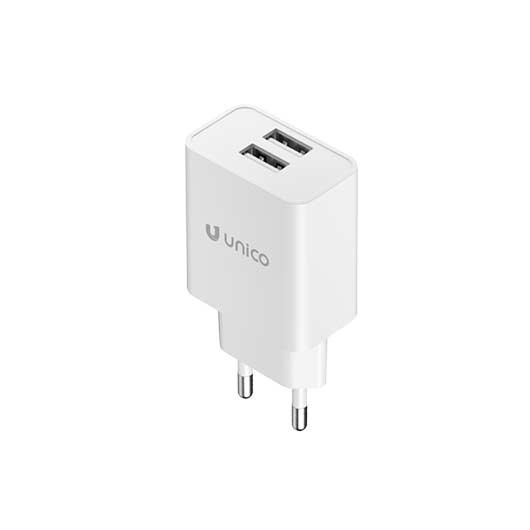 Carregador Duplo USB Tipo-A Branco 2.4A